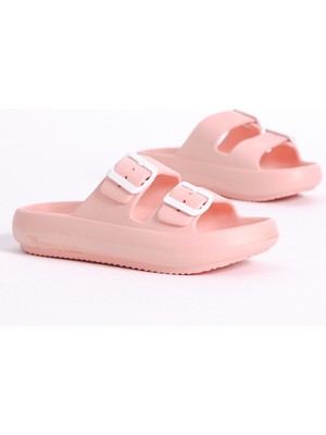 Tonny Black Kadın Somon Rahat Kalıp Tokalı Yüksek Taban Eva Terlik