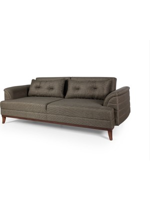 Perla Sofa Madrid Üçlü Yataklı Kanepe Koyu Kahve Kazayağı