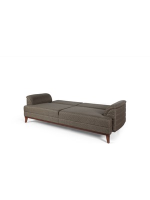 Perla Sofa Madrid Üçlü Yataklı Kanepe Koyu Kahve Kazayağı