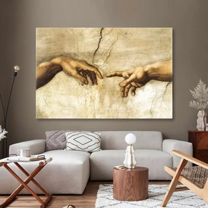 SML Tablo Adem'in Yaratılışı Michelangelo Ünlü Fresk Kanvas Tablo