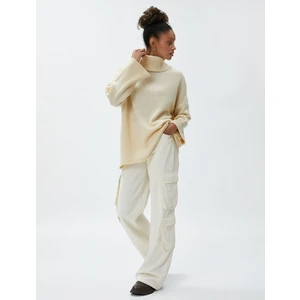Oversize Balıkçı Yaka Kazak Akrilik