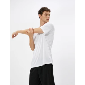 Basic Spor Tişört Reglan Kol Bisiklet Yaka Dokulu