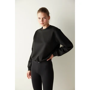 Siyah Ayarlanabilir Bel Sweatshirt
