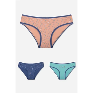 Kız Çocuk Pamuklu Baskılı Bikini Kesim Külot 3'lü Paket Renkli