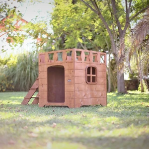 “MANDU” Ahşap Dublex Köpek Kulübesi (teraslı)