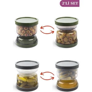 Kum Saati Zeytin Turşu Saklama Muhafaza Kabı Çevir-Sakla-Ye 2 Adet