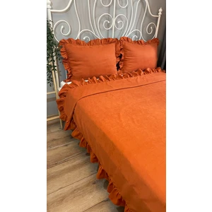 Decamor Home Kiremit Rengi Fırfırlı Yatak Örtüsü Set Çift Kişilik