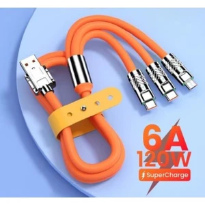 120W Silikonlu 6A Type-C Kablo Xiaomi , Ios , Micro USB Uyumlu