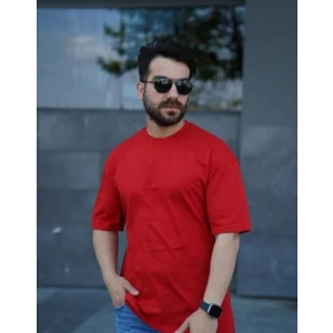 Erkek Rahat Kalıp Kısa Kol Basic Bisiklet Yaka Owersize Tişört