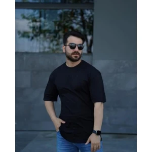 Erkek Rahat Kalıp Kısa Kol Basic Bisiklet Yaka Owersize Tişört