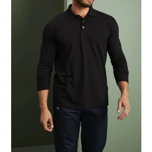 Polo Yaka Uzun Kollu Pamuklu Uzun Kol Polo Yakalı  T-Shirt