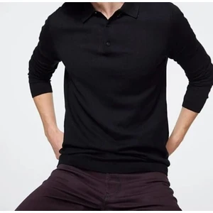 Polo Yaka Uzun Kollu Pamuklu Uzun Kol Polo Yakalı  T-Shirt