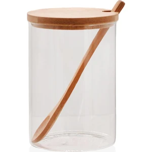 The Mia Bambu Kapaklı Borosilikat Cam Kavanoz 450 ml