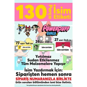 Dijitalist Baskı Okul Etiketi Kalem Defter Etiketi Powerpuff Girls Özel Isim Yazılabilen Etiket - 130 Adet