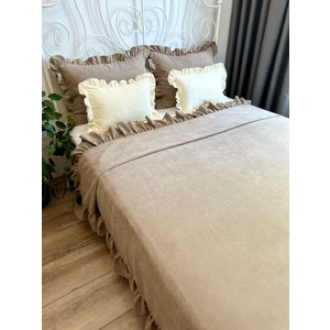 Decamor Home Fırfırlı Sütlü Kahve Yatak Örtüsü Çift Kişilik