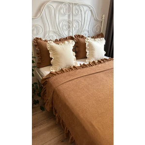 Decamor Home Fırfırlı Kahverengi Yatak Örtüsü Seti Çift Kişilik