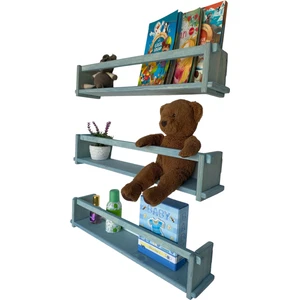Ahşap Dekoratif Çocuk Odası Rafı, Mutfak Rafı, Montessori Kitaplık 3'lü Raf 40 Cm.