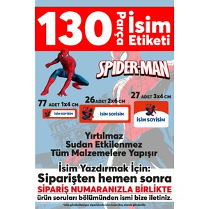 Dijitalist Baskı Okul Etiketi Kalem Defter Etiketi Spider-Man Özel Isim Yazılabilen Etiket - 130 Adet