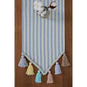 Aisha's Design Renkli Püsküllü Çizgili Runner 90 x 30,R-47K
