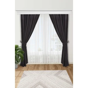 Aisha's Design Çiçek Aksesuarlı Fon Perde Çift Kenar,pr-3
