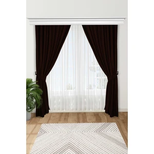 Aisha's Design Çiçek Aksesuarlı Fon Perde Çift Kenar,pr-3