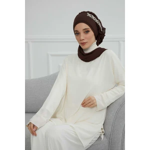 Aisha's Design Yandan Fırfırlı Taş Aksesuarlı Şifon Hazır TÜRBAN,HT-100,HT-100