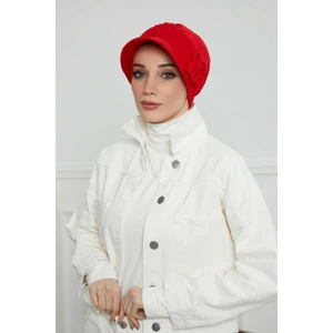 Aisha's Design Siperlikli Çiçek Aksesuarlı Şapka Bone,b-72