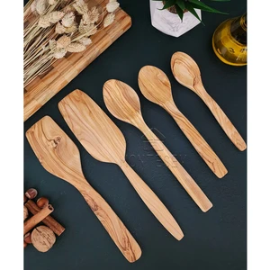 Zeytin Ağacı Ahşap Tahta Kaşık Spatula Seti
