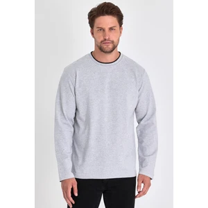 Erkek Gri Çift Bisiklet Yaka Standart Rahat Kesim Sweatshirt