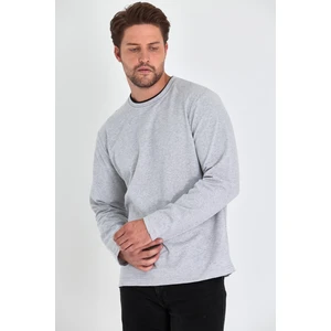 Erkek Gri Çift Bisiklet Yaka Standart Rahat Kesim Sweatshirt