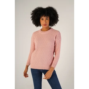 Trist Star Kadın Pembe Saç Yürütme Bisiklet Yaka Yün Kazak TRIST-6151