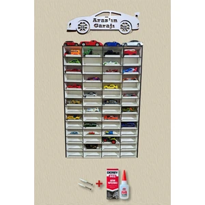 ERSOY HOME Eğimli Dekoratif Duvar Araba Rafı - 56 ARAÇLIK ( HIZLI YAPIŞTIRICI HEDİYE )