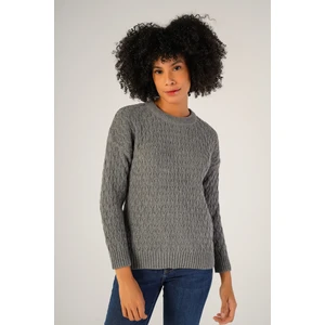 Trist Star Kadın Gri Saç Yürütme Bisiklet Yaka Yün Kazak TRIST-6151