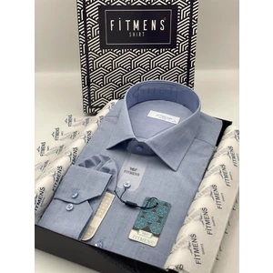 Klasik Uzun Kol Ithal Filafil Erkek Gömlek Mavi