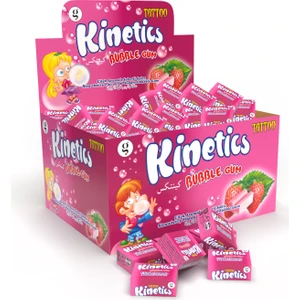 Kınetıcs Bubble Gum Tekli Sakız Tattolu Çilek (3.5g) Şekerli Sakız - 100 Adet