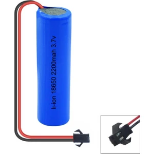 Şarjlı Pil Soketli 3.7V 2200 mah  18650 Li-Ion Siyah Uç Efcell