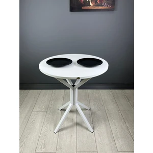 Hey Modüler Mobilya Nisa Yuvarlak Mutfak Masa Yemek Masa Balkon Masa Metal Beyaz Ayaklı 70 cm