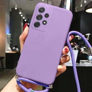 Tecno Spark Go 2023 ile Uyumlu Ipli Boyun Askılı Silikon Kılıf Dulcet Epiphany Kılıf Lila