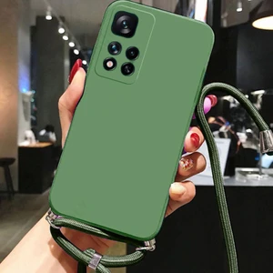 Tecno Spark Go 2023 ile Uyumlu Ipli Boyun Askılı Silikon Kılıf Dulcet Epiphany Kılıf Koyu Yeşil