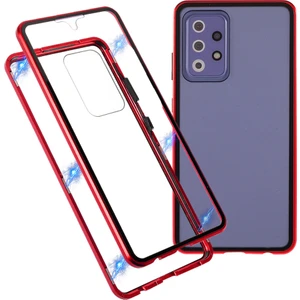 Samsung Galaxy A52 4G/5G/A52S 5g Telefon Kılıfı Manyetik Adsorpsiyon Metal Çerçevesi+ Çift Taraflı Temperli Cam Açık Kapak (Yurt Dışından)