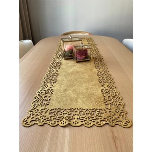 Ergüven Home Hardal Sarısı Süet Kumaş Runner Dikdörtgen Sehpa Boyu 40X100CM
