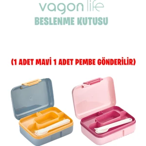 Beslenme Kutusu 2 Katlı Çatal,bıçak,kaşık Setli