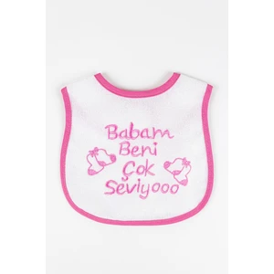 Babam Beni Çok Seviyo Yazılı Kız Bebek Mama Önlüğü