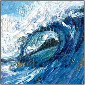 Tablo Dekor Büyük Okyanus Dalgası Yağlı Boya Dokulu Tablo