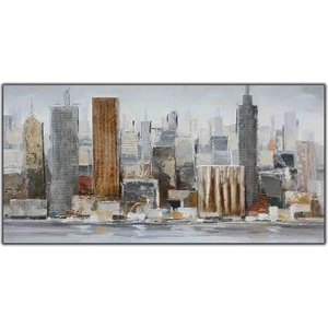 Tablo Dekor Soyut New York Şehir Yağlı Boya Dokulu Tablo