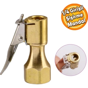Lastik Şişirme Jak 1/4 Dişi Gövdeli Mandallı Mandalı Lastik Teker Top Hava Şişirme Kompresör Uyumlu