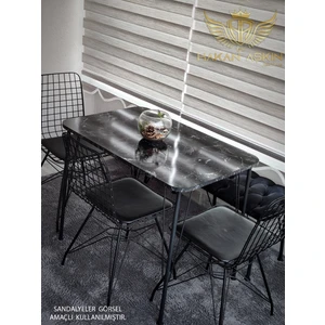 By Hakan Aşkın Metal Ayaklı 60X90 cm (Tek Masa) Black Marble Eclipse 2024 Mutfak - Balkon - Çalışma Masası
