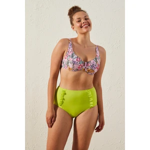 Basic Yüksek Bel Fırfırlı Yeşil Bikini Altı