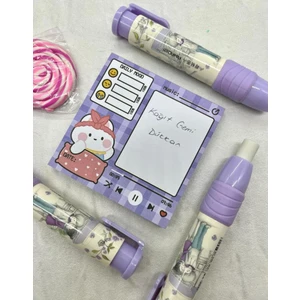 Kağıt Gemi Dükkan Lovely Çift Lila Basmalı Silgi