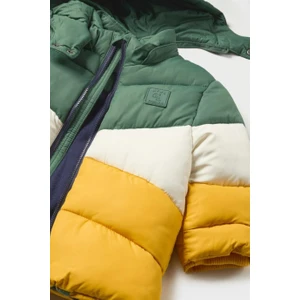 Erkek Bebek Renk Bloklu Polar Astarlı Kışlık Mont 2437 Haki